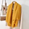 Simple literary and artistic yarn with sunscreen, elegant shawl, women's solid color square short fringed temperament scarf