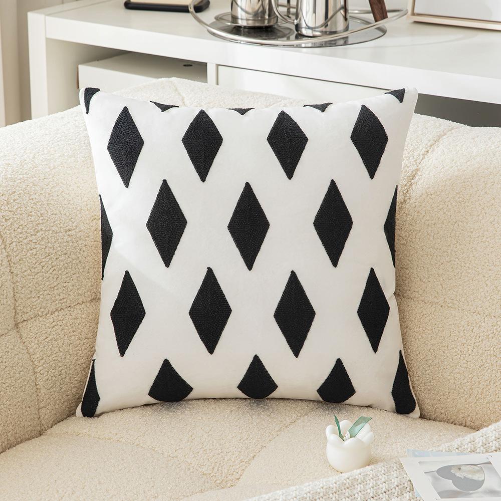 Geometrischer Stickerei Kissenbezug Mittel Leichter Luxus Wohnzimmer Sofa Kissenbezug Handtuchstickerei Design Musterzimmer Dekoration