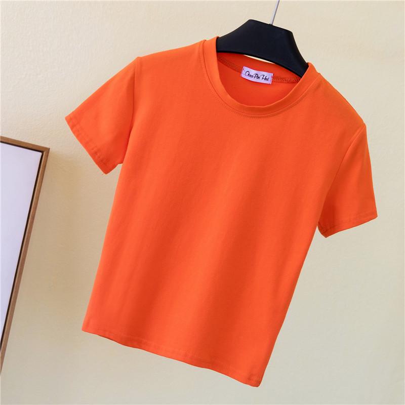 Women's High Neck Short Sleeve Crop Top - Summer Solid Color Sporty Belly Button Revealing Undershirt