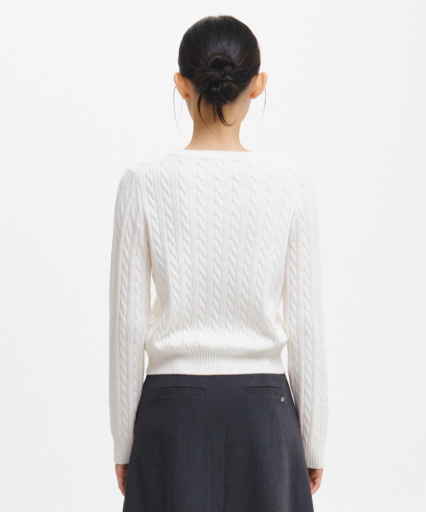 GENERALIDEA Wool Cable V-Neck Pullover [White] / Gf7Lkp504