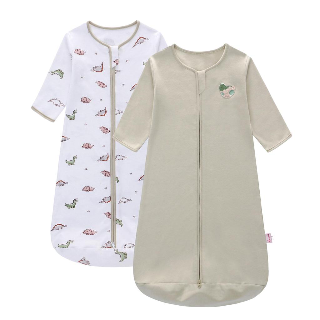 100% Cotton Long Sleeve Baby Sleep Sack – Skin-Friendly & Ultra Soft, 3D Center-Zip Design for 0-3 Years