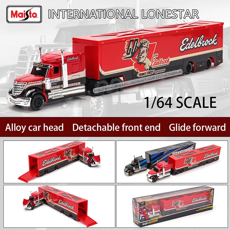 AAZW1 Maisto 1:64 1993 454 INTERNATIONAL LONESTAR Transport Casting Manufacturing Trailer Model Simulation Model Alloy Car Collection
