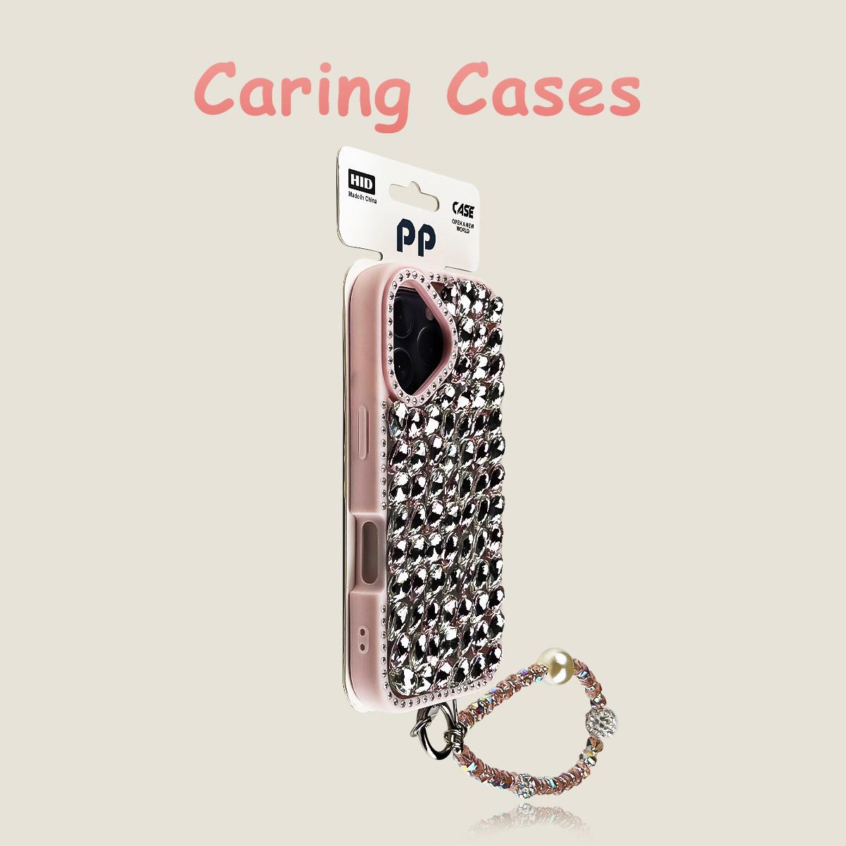

For iPhone 17 Pro Max Case Black Rhinestone Glass Bling Beaded Strap Compatible with iPhone 16 15 14 13 iPhone 14 Plus