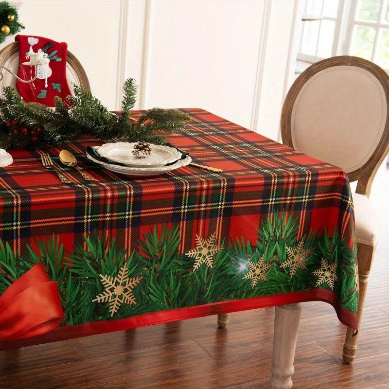 Waterproof Christmas Red Rectangular Tablecloth Premium Decorative Dining Table Cover Holiday Festive Decor