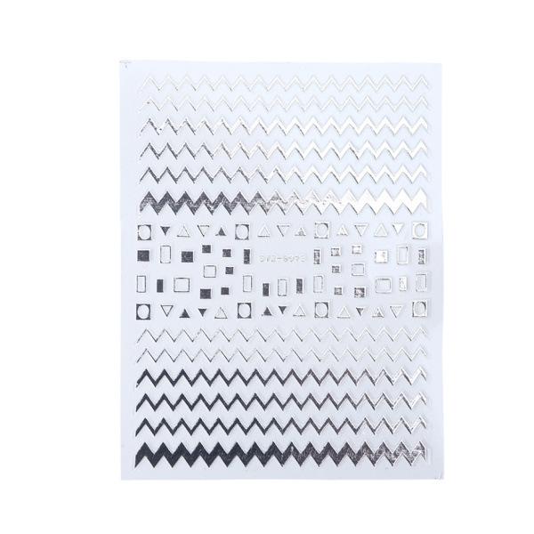 

Золотые и серебряные 3D-наклейки для ногтей во французском стиле с классическими геометрическими узорами