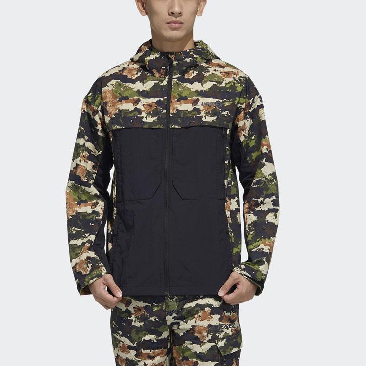 Adidas Terrex Festival AOP Windbreaker With Camouflage Patchwork Men Jackets Prairie-Brown GN7594