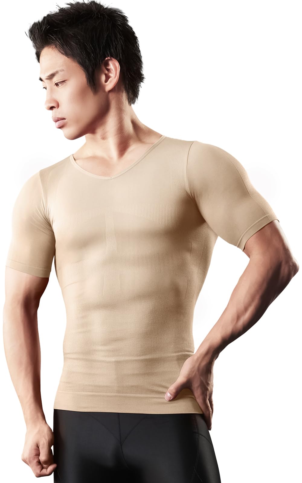 

Компрессионная футболка с коротким рукавом давление компрессия компрессия компрессия тренировки компрессия живот сутулость [SPALTAX] бежевый