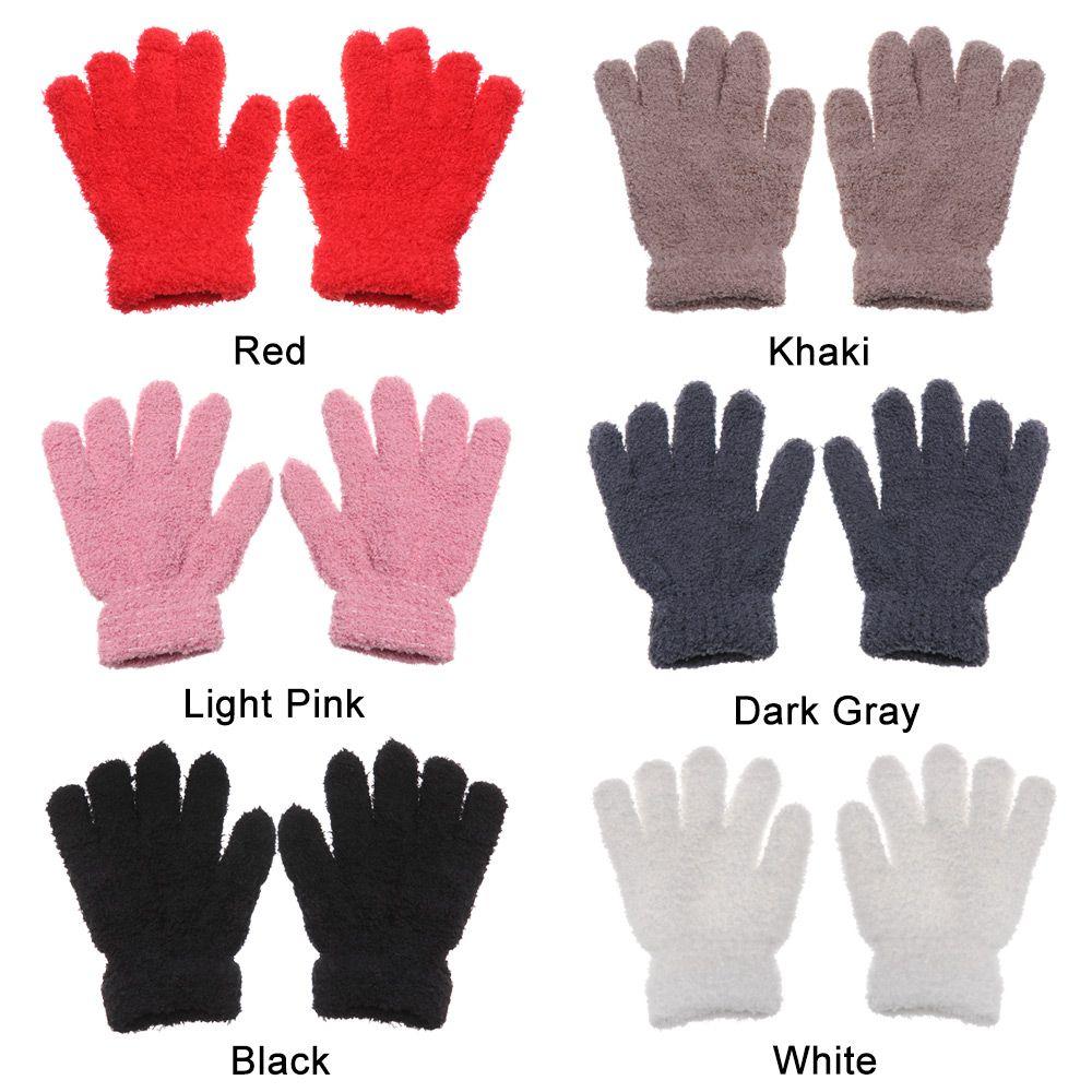 Hot Sale Winter Baby Lovely Soft Warm Kids Gloves Coral Plush Mittens Candy Color Full Fingers
