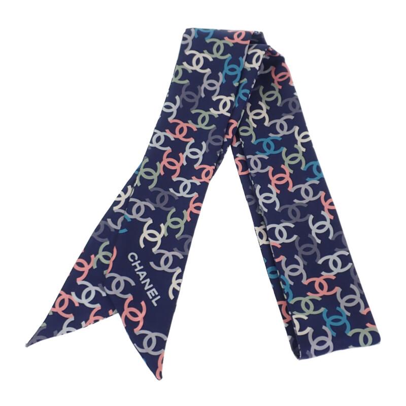Chanel Scarf Navy/multicolor Silk Women