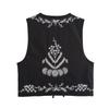 Fashion Style 2024 Autumn New Women's Clothing Stylish V-neck All-Matching Slimming Embroidered Sleeveless Retro Vest