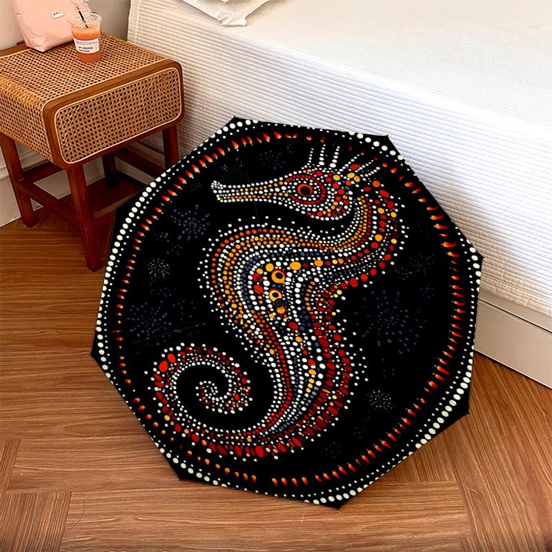 

1 PC Automatic Folding Umbrella - Colorful Seahorse Pattern, Portable & Foldable Design with 8 Ribs, Christmas Birthday Gifts