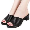 2024 Summer Collection New Women's Diamond Fashion Soft Leather Slippers with Button Closure Low Heel and Anti-Slip Features