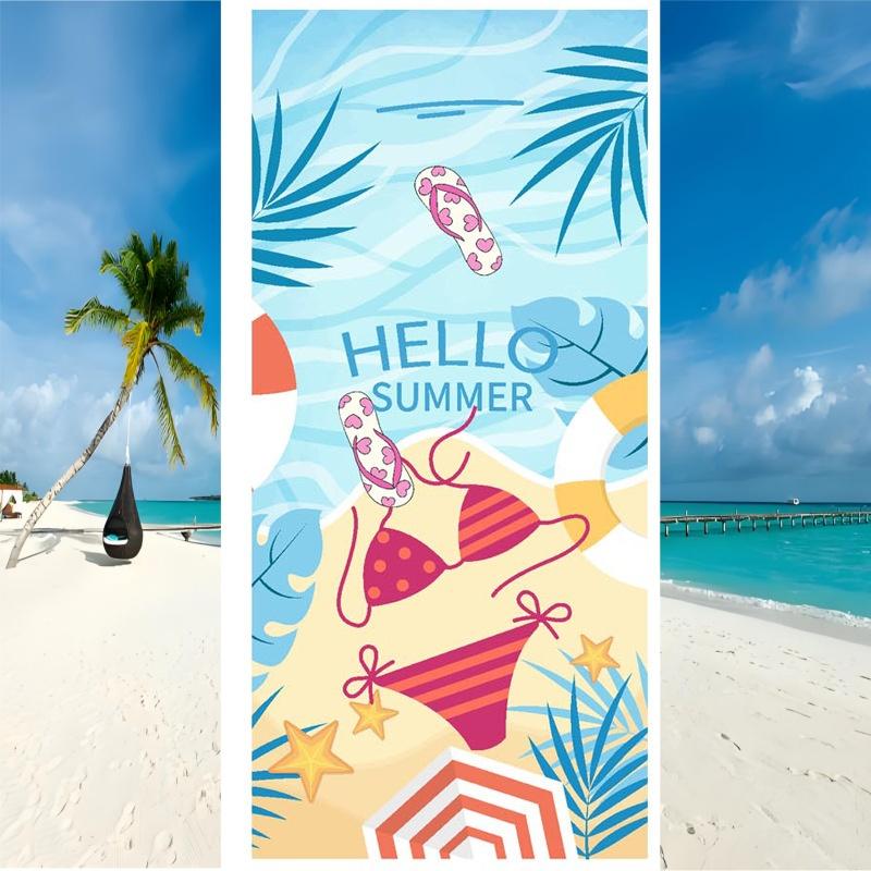 Cute Bikini Flip Flop Beach Towel Lightweight Absorbent Towel for Men Women Summer Vacation Beach Pool Gym Camping Use