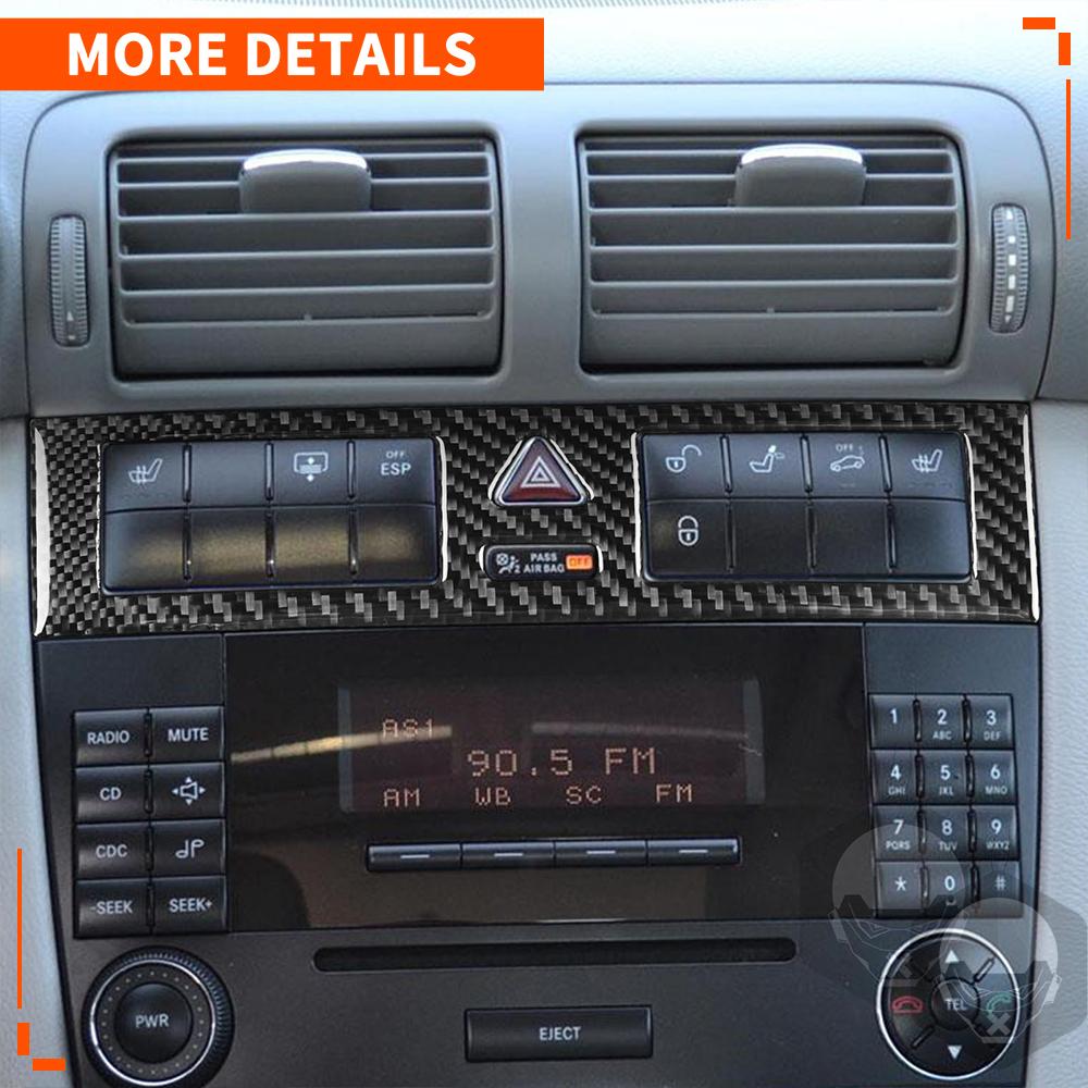 For Mercedes-Benz C Class W203 2005-2007 Car Radio Air Conditioner Control Panel Cover Trim Carbon Fiber Interior