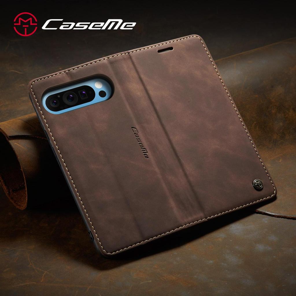 CaseMe-013 For Google Pixel 8 9 10 11 Pro/9 10 11 Pro XL 9a 10a Luxury Premium PU Leather Case Wallet Card Holder Phone Back Cover Stand Protector New