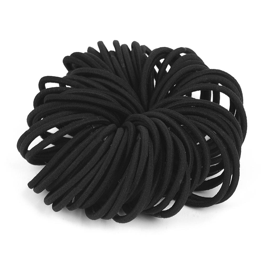 50pcs Women Elastic Ponytail Holder Black Hair Ropes