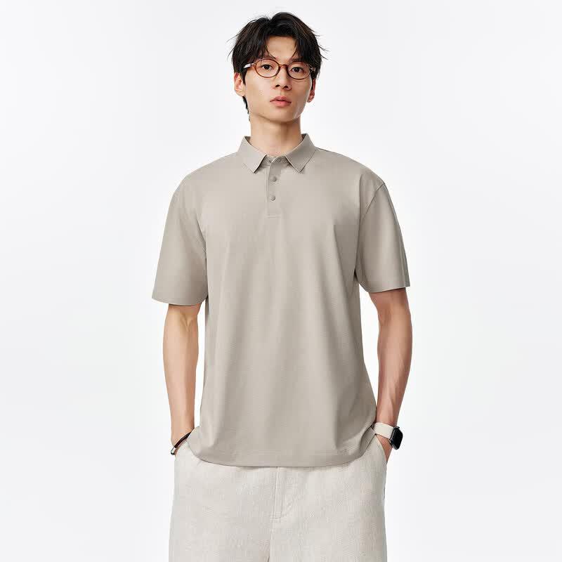 Men s Mulberry Silk Blend Waffle Knit Polo Shirt 2XL