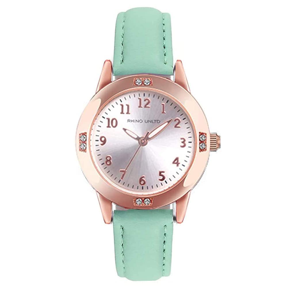 Leather Quartz Watch Girls  Watch, Ladies  Watch, Fashionable, Popular, Cute, Band, Luminous, Movement, Girl s (Green) зелёный