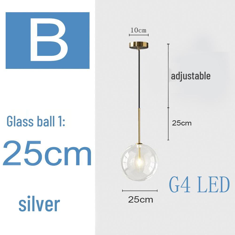 Nordic Minimalist Transparent Glass Ball Pendant Light for Bedroom or Bar
