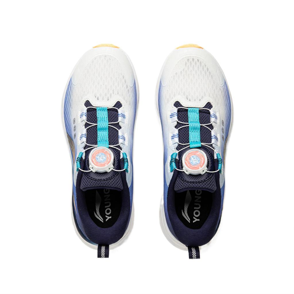 Li Ning Kids Comfortable Soft Non-Slip Shock Absorbing Low-Top Running Shoes Men sneakers Standard-White Gulf-Blue YKFU136-7