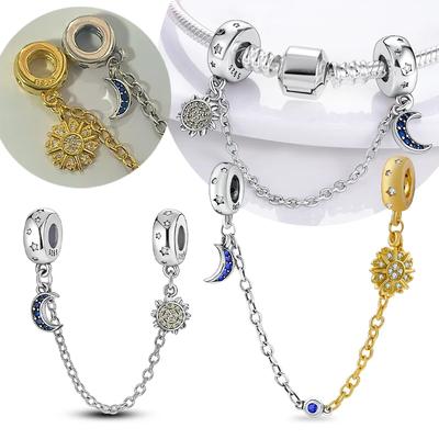 Coppersafety Chain Sun & Moon Beads Charms Fit Original Bracelet Diy Jewelry Making Fine Jewelry Gift For Women