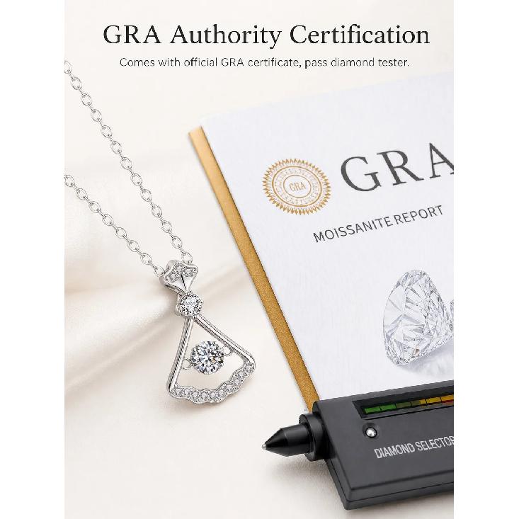 925 Sterling Silver Fan-Shaped Pendant Necklace for Women Korean Style Unique Design Moissanite Dangle Romantic Valentine's Day