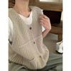 Autumn Retro Solid Knitted Sweater Vest Coat Women Winter Fashion Sleeveless Casual Cardigan Sweaters Woman Elegant Office Lady Knitwear Vests 24820
