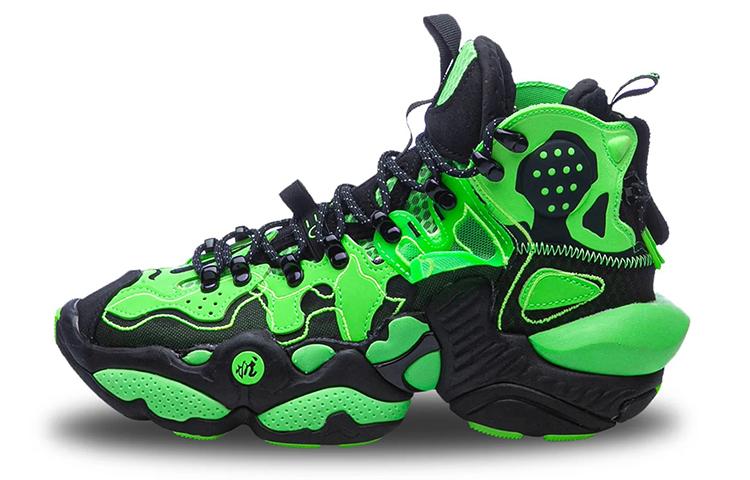 Li Ning Basketball Shoes Women s High Top Neon Light Green/Standard Black AGBQ088-1 36