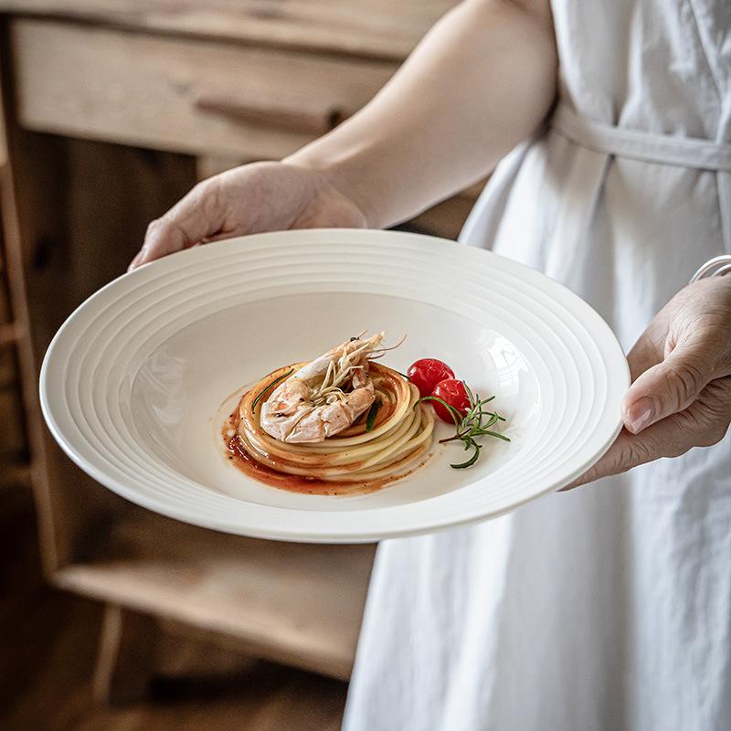 Keramik Strohhut Teller, Japanischer High-End Weißer Dessertteller, Haushalts Gemüseplatte, Geschirr, Essgeschirr, Teller
