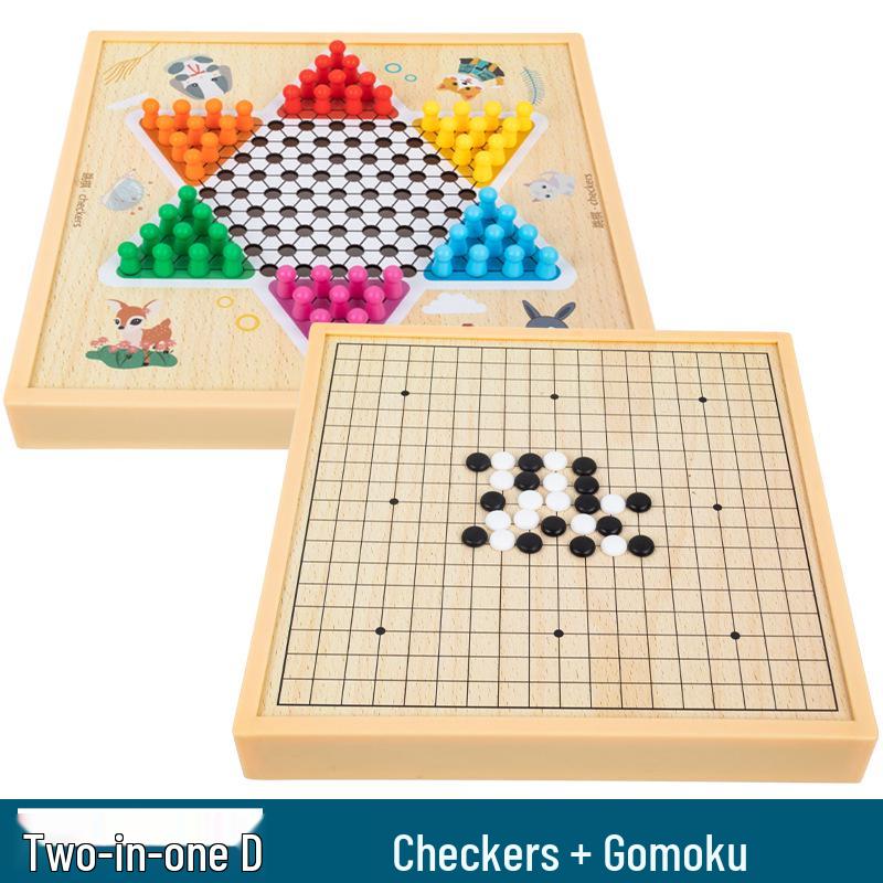 Multi-Board Game Set: Go-Moku, Checkers, Chinese Checkers, Chess, Animal Chess, Army Chess – Parent-Child Educational Toy