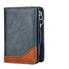 Color Blocking Business Clutch Bag Zipper Men Card Holder Vintage Men Short Wallet  Travel