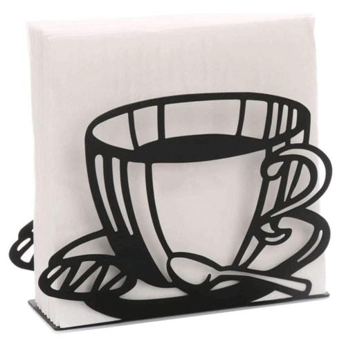 Napkin Holder, Coffee Cup Design Metal Freestanding Tissue Dispenser Organizer Iron Tabletop Paper Napkin Holder Stand for Home Kitchen, Restaurant, P