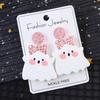 1 Pair Acrylic Bling-Bling Halloween Earrings With Pink Bow & Ghost Designs, Cute & Fun Party/Holiday Gift Jewelry