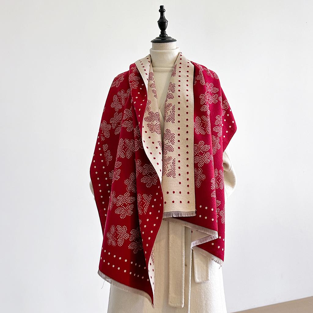 Luxury  Women'S Two-Sided Printed Scarf - Soft Warm Pashmina Butterfly Shawl Winter Outdoor Coldproof Windproof Blanket