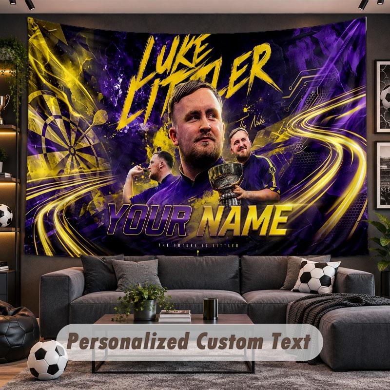 Wall Hanging Tapestry Custom NameLuke Littler Pattern Personalized Printed Fabric Wall Decor