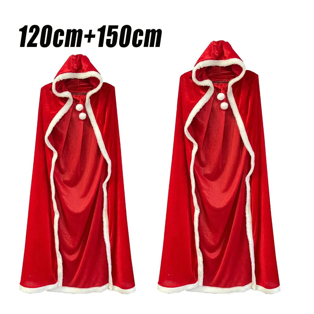 Élégant Capuche Rouge Noël Halloween Mariage Mariées Demoiselle d'honneur Cape Spectacle Bal Costume Cosplay Manteau