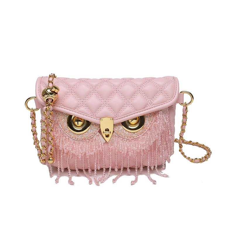 Personalized Fringed Owl Bag Women's 2025 New European and American Fashion Rhinestone Small Fragrant Style Diamond Shoulder Small Square Bag