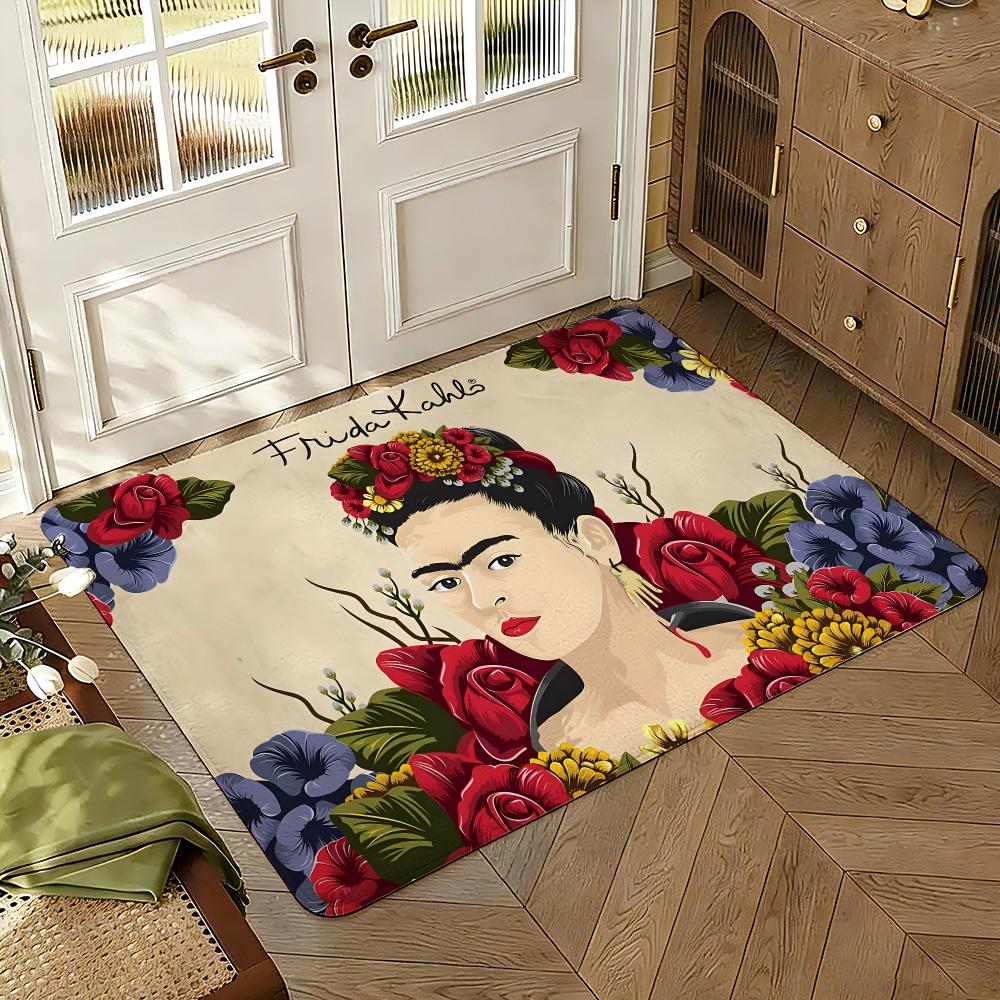 Tappetino F-Fridas Art K-Kahlo Morbido Ispessito Assorbente Antiscivolo Tappetino per Porta Camera da Letto Soggiorno Decorazione per la Casa Tappeti in Flanella
