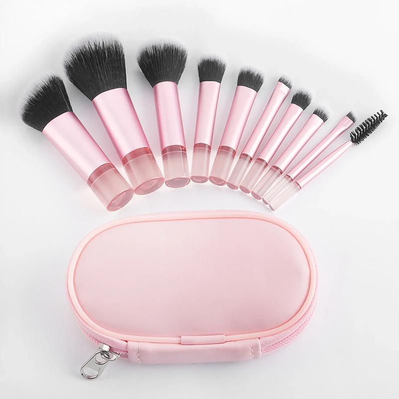 10Pcs Mini Makeup Brush Set Powder Eyeshadow Foundation Blush Blender Concealer Beauty Makeup Tools Brush Professional Supplies