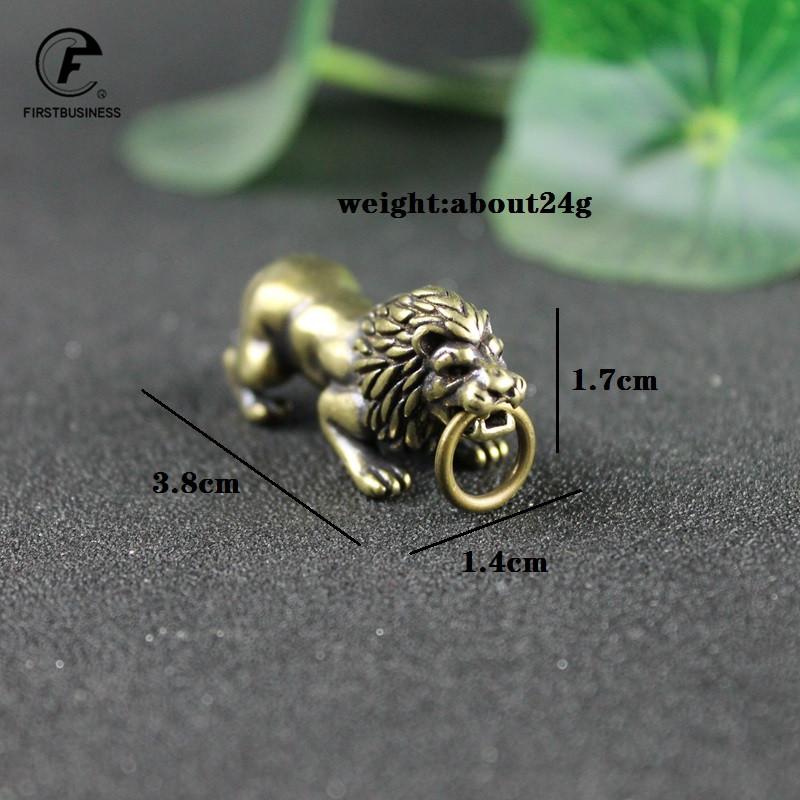 Retro Copper Lion Figurines Miniature Desktop Decoration Ornament Brass The King of Grassland Animal Statue Home Decor Accessory