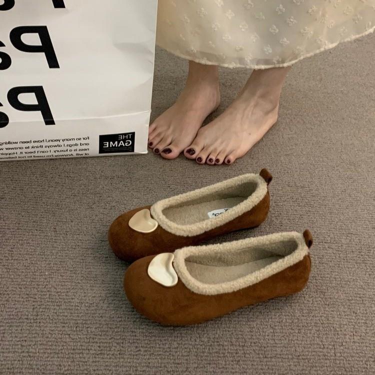 Polka dot round head bow flat single shoes women's shoes autumn new temperament ballet evening shoes
