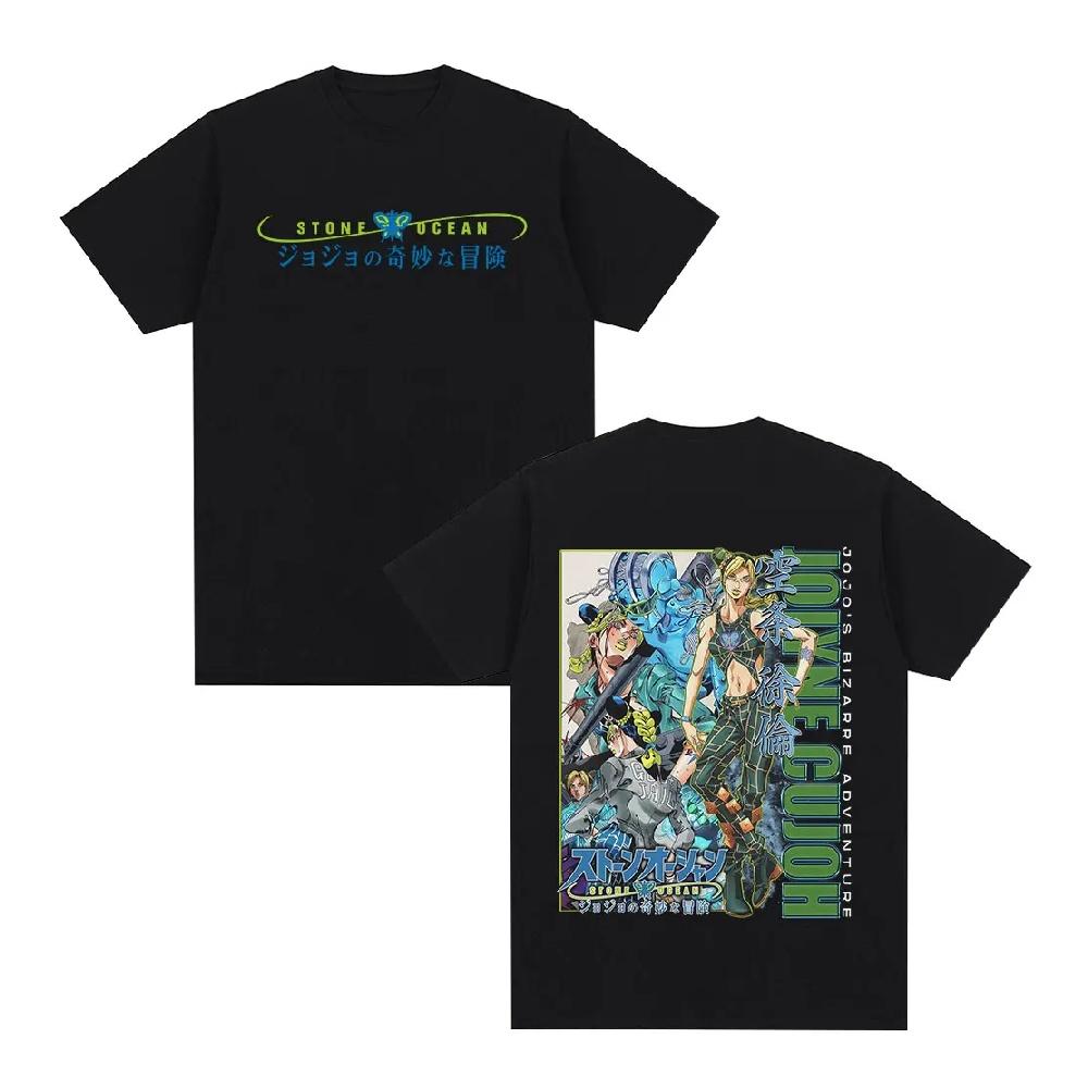 Jolyne Cujoh Stone Ocean Manga T Shirt Anime Jojo Bizarre Adventure T-shirts Casual Summer Cotton Short Sleeve Tops Streetwear S чёрный