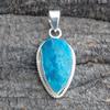 Rough Pear Blue Apatite Druzy Sterling Silver Pendant (45x18mm)