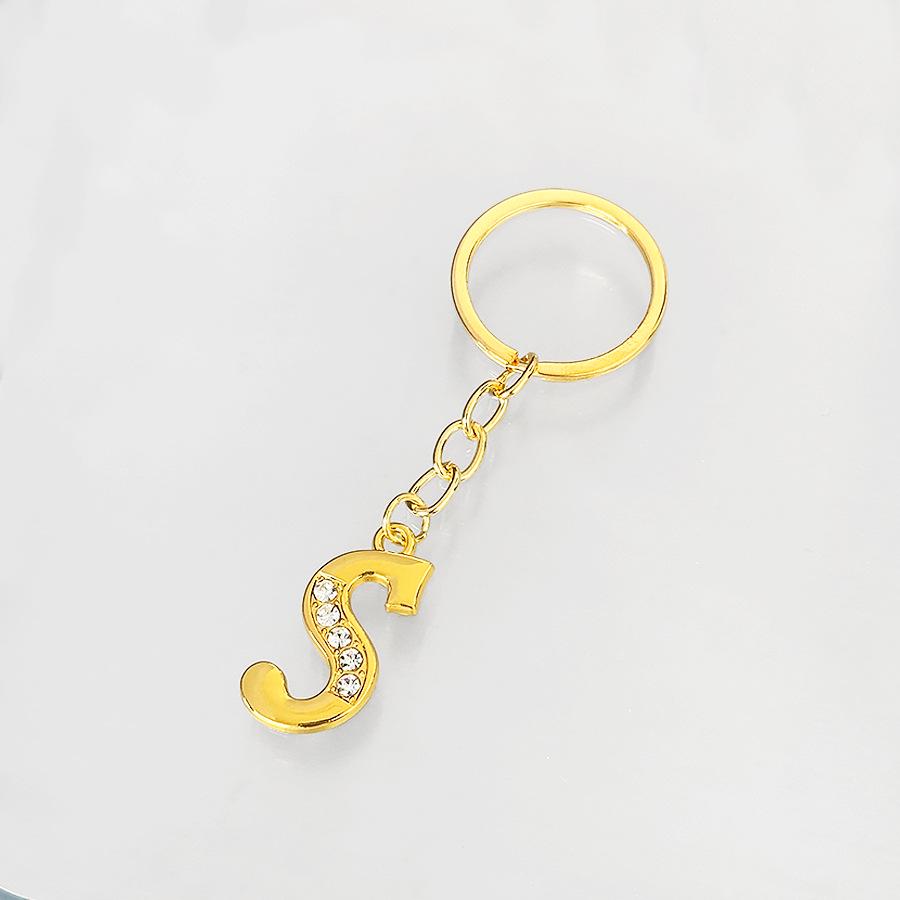 Creative Rhinestone Initials Metal Keychain – Korean Style Car Keyring Party Gift.