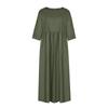 Damen Sommer Farbe Rundhals Halbarm Langes Farbe Kleid Lässig