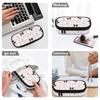 Pencil Pouch Printed 300D Polyester Zip Around Closure with Main Compartment Mesh Pocket and Pen Slots for Daily School Use