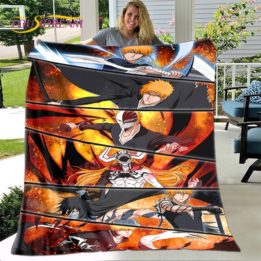 Japonské anime Bleach Kreslená měkká plyšová deka, flanelová deka přehoz na obývací pokoj ložnici postel pohovku piknikovou pokrývku pro děti
