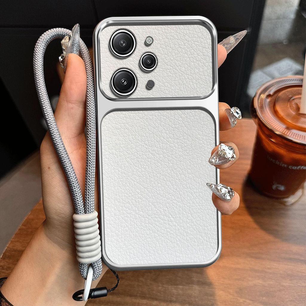 Luxury Big Window Phone Case with Lanyard for Xiaomi Redmi 12 4G Premium Textured Casing