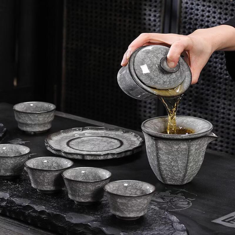 Chaxun Three-Color Ice Flower Lidded Tea Bowl