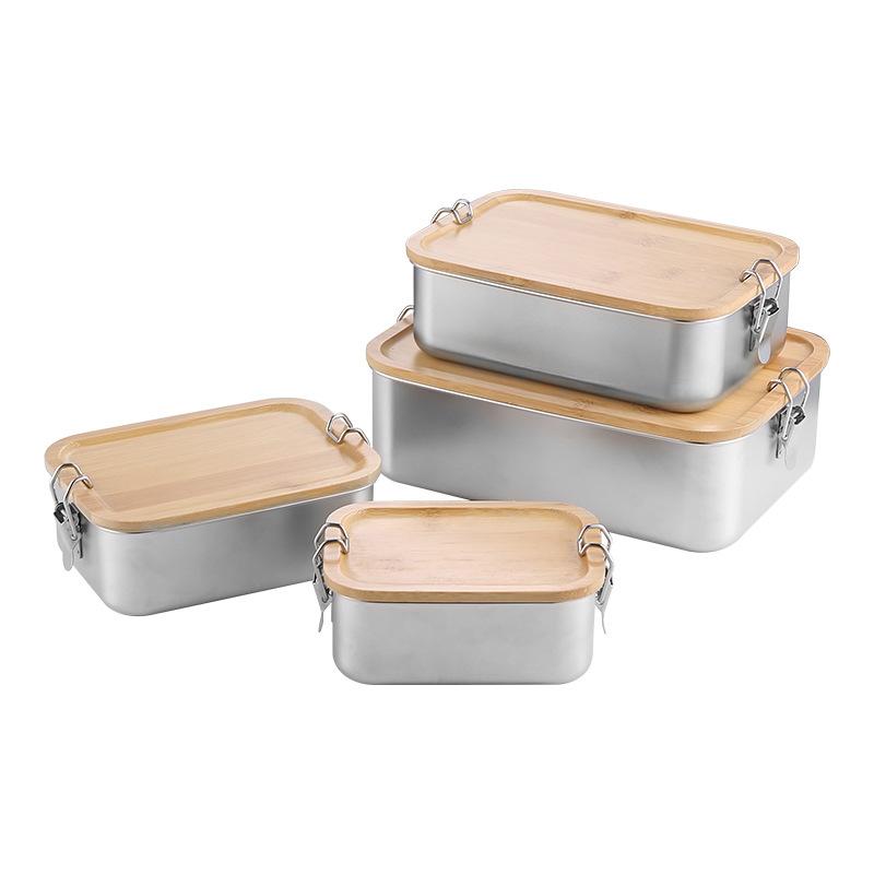 304 Stainless Steel Bamboo Lid Lunch Box, Japanese Style Lid Preservation Box, Lunch Box, Lunch Box, Food Storage Box
